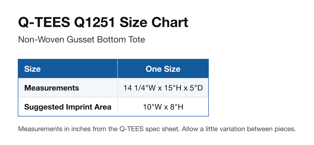 Size chart