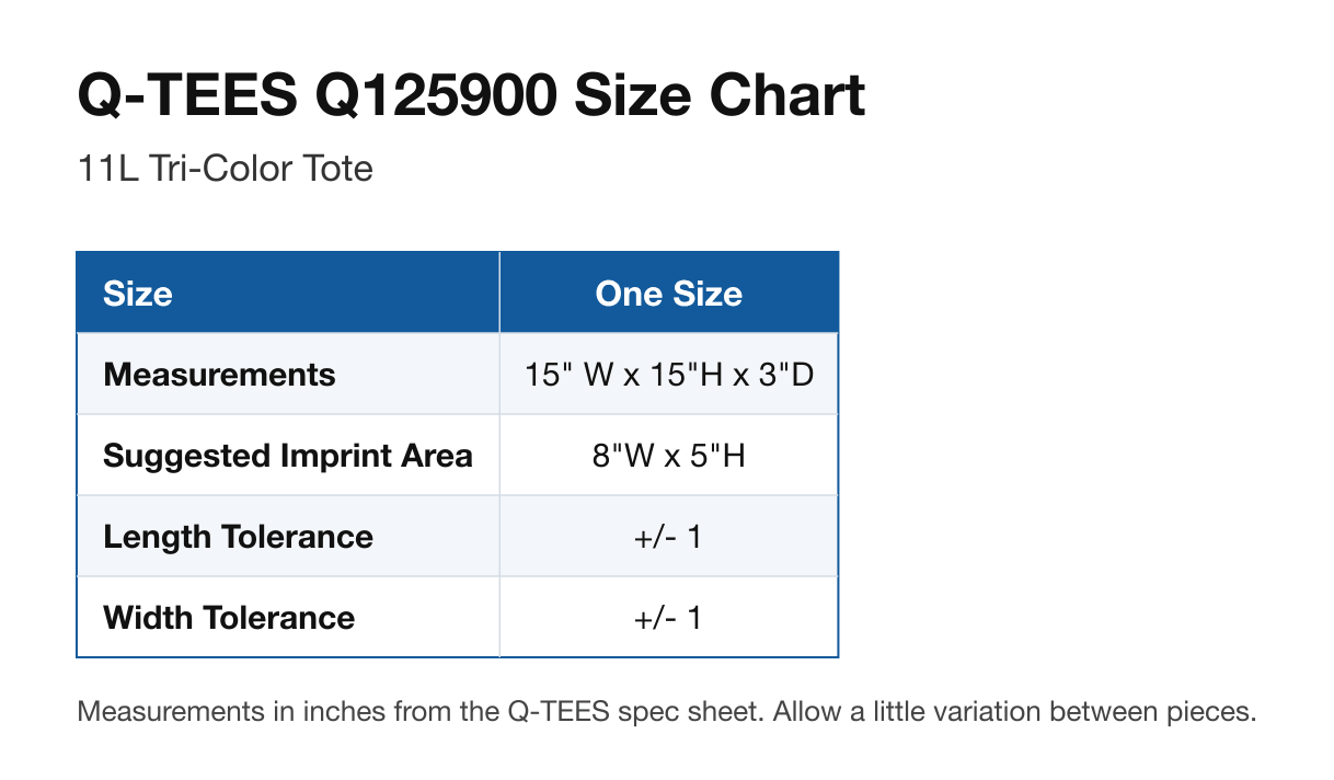 Size chart