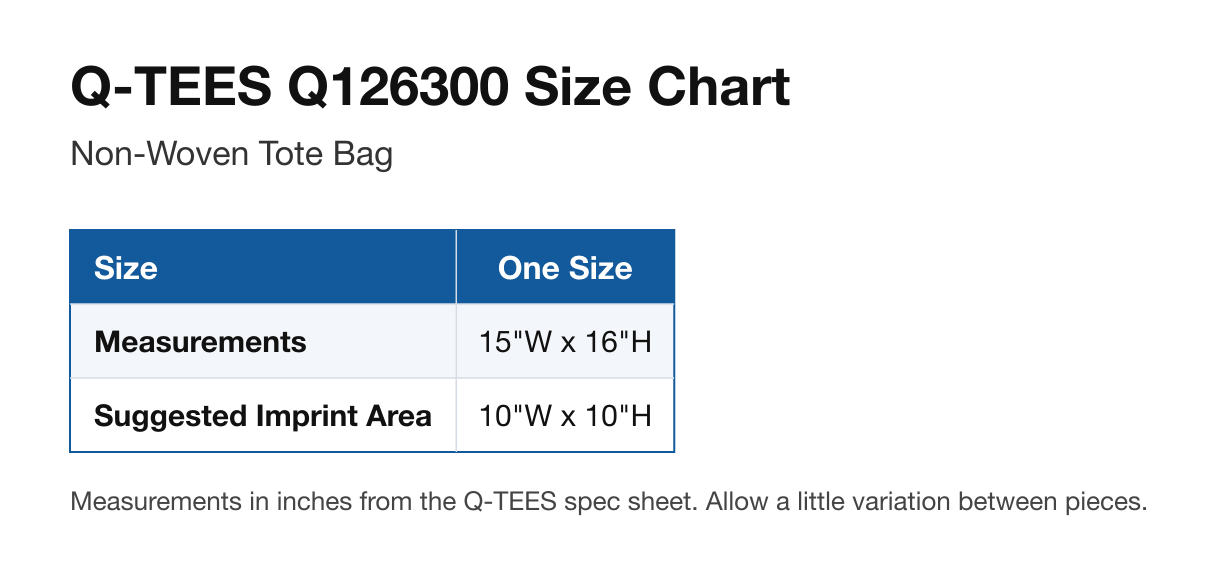 Size chart