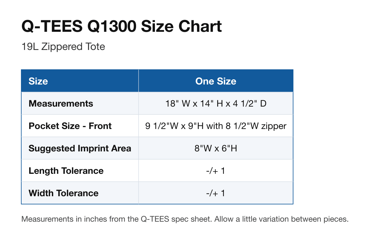 Size chart
