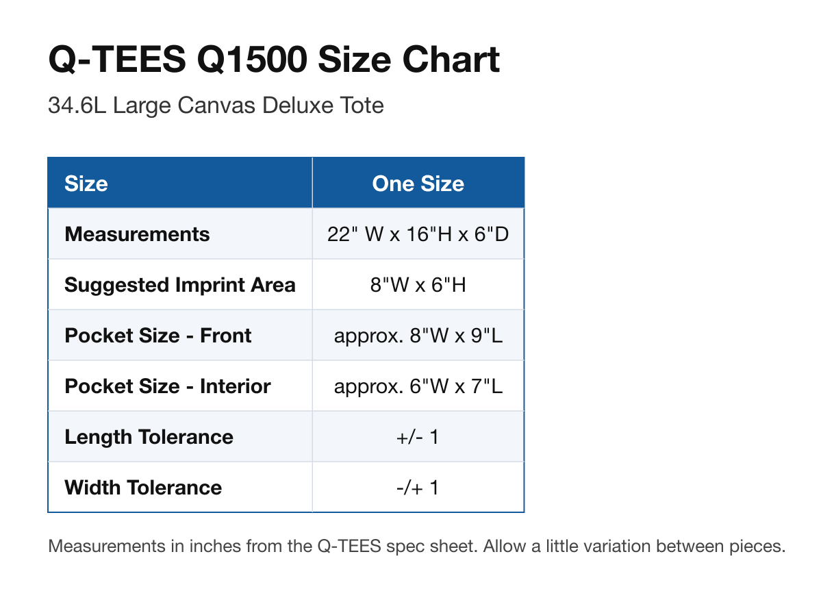 Size chart