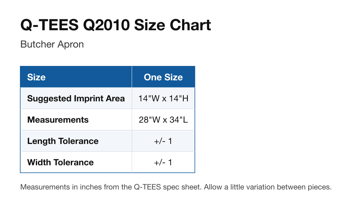 Size chart
