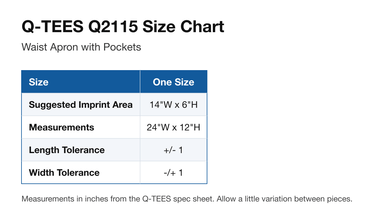 Size chart