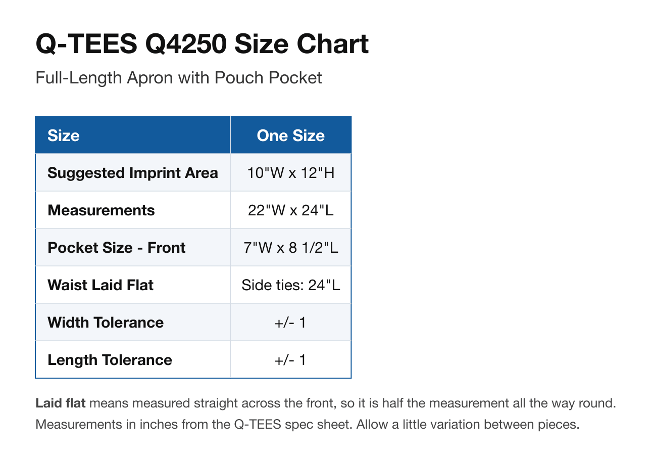 Size chart