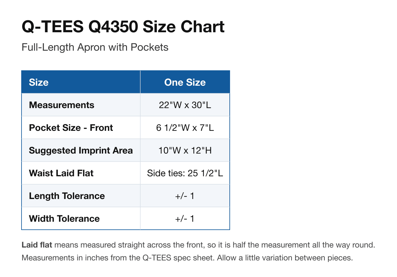 Size chart