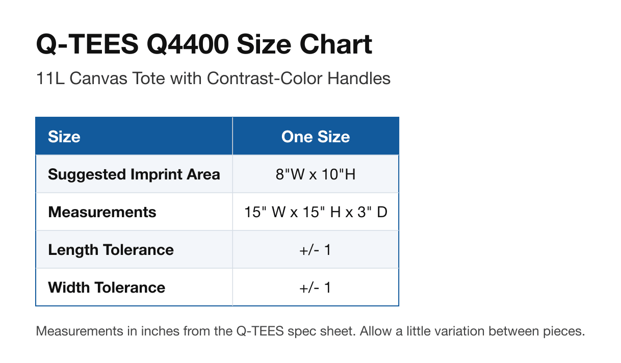 Size chart