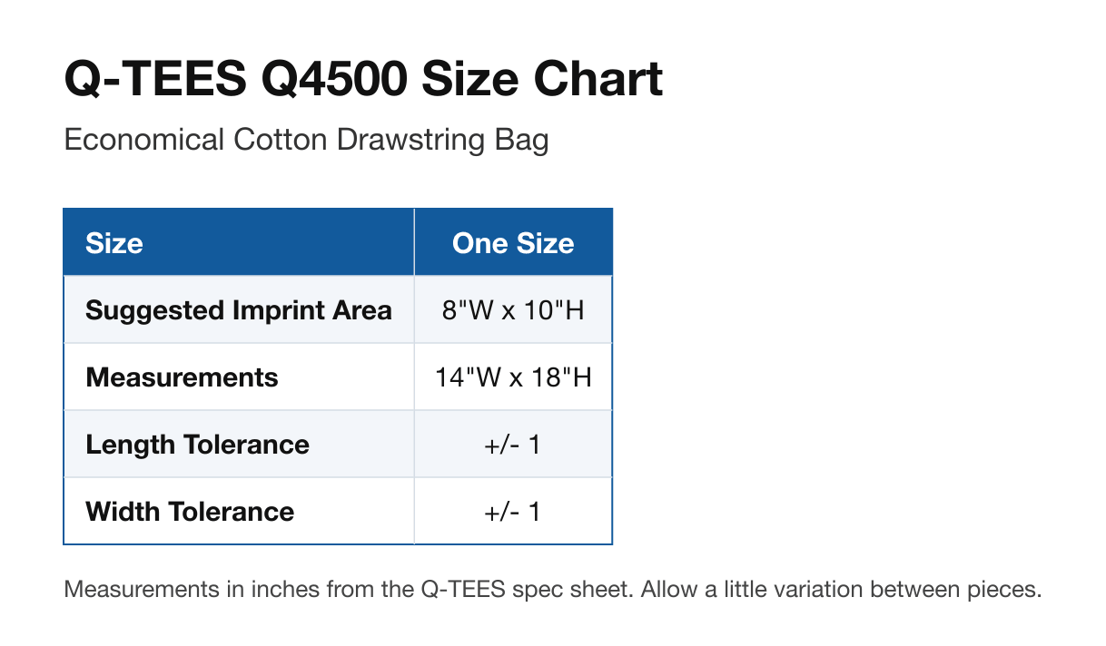 Size chart