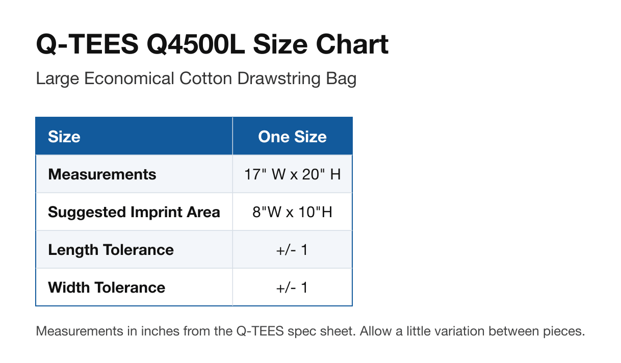 Size chart