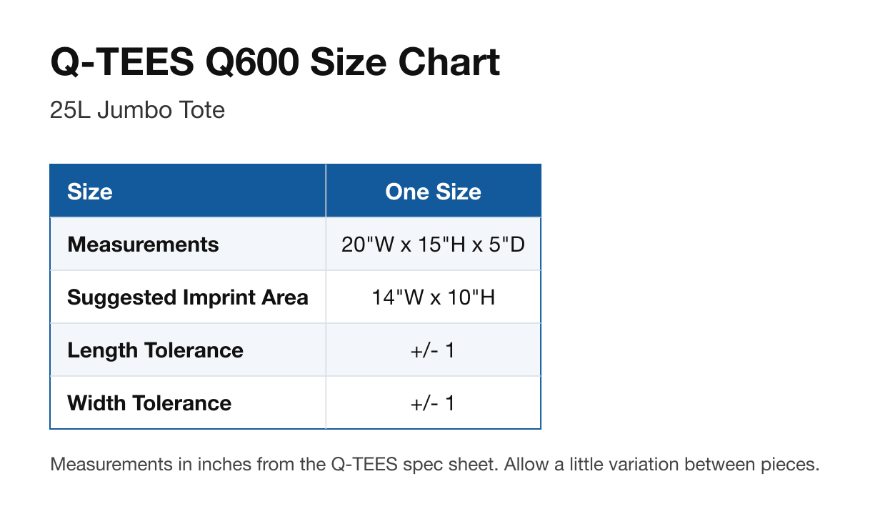 Size chart