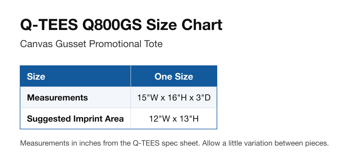 Size chart