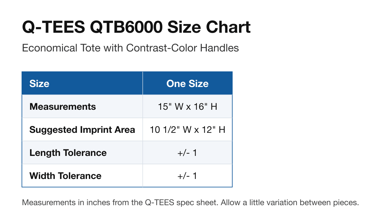 Size chart