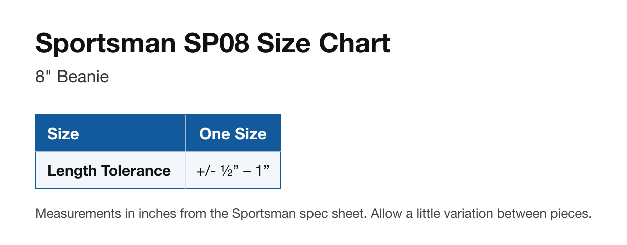 Size chart