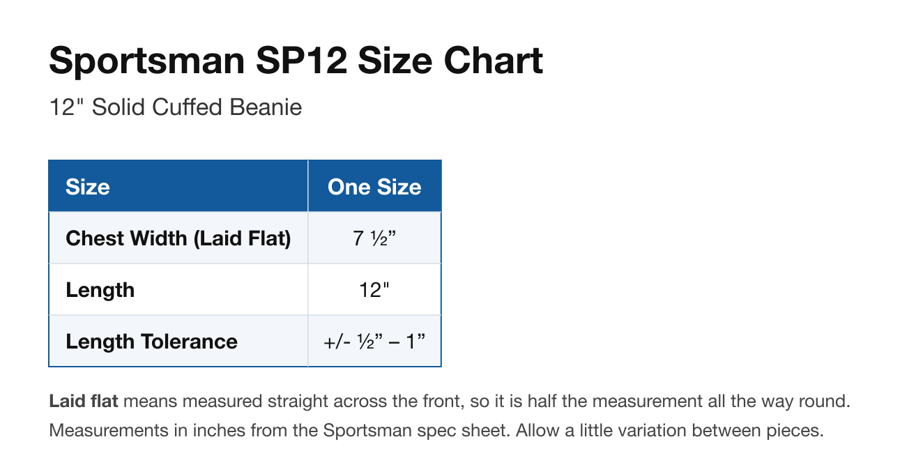 Size chart