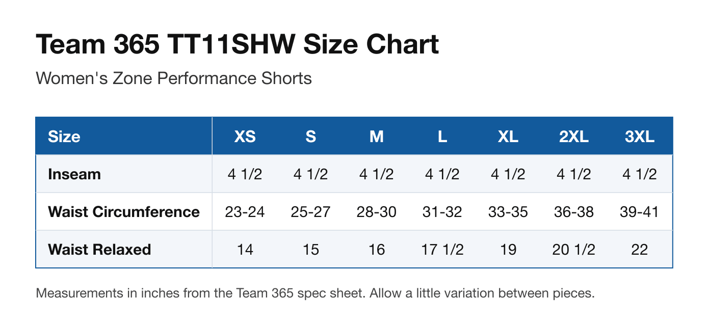 Size chart