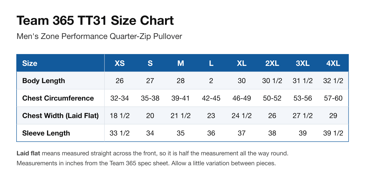 Size chart