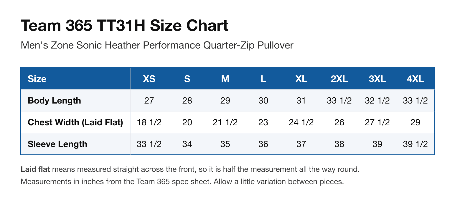 Size chart