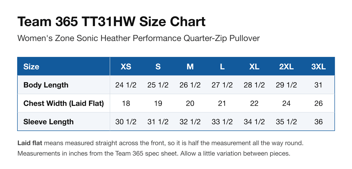 Size chart