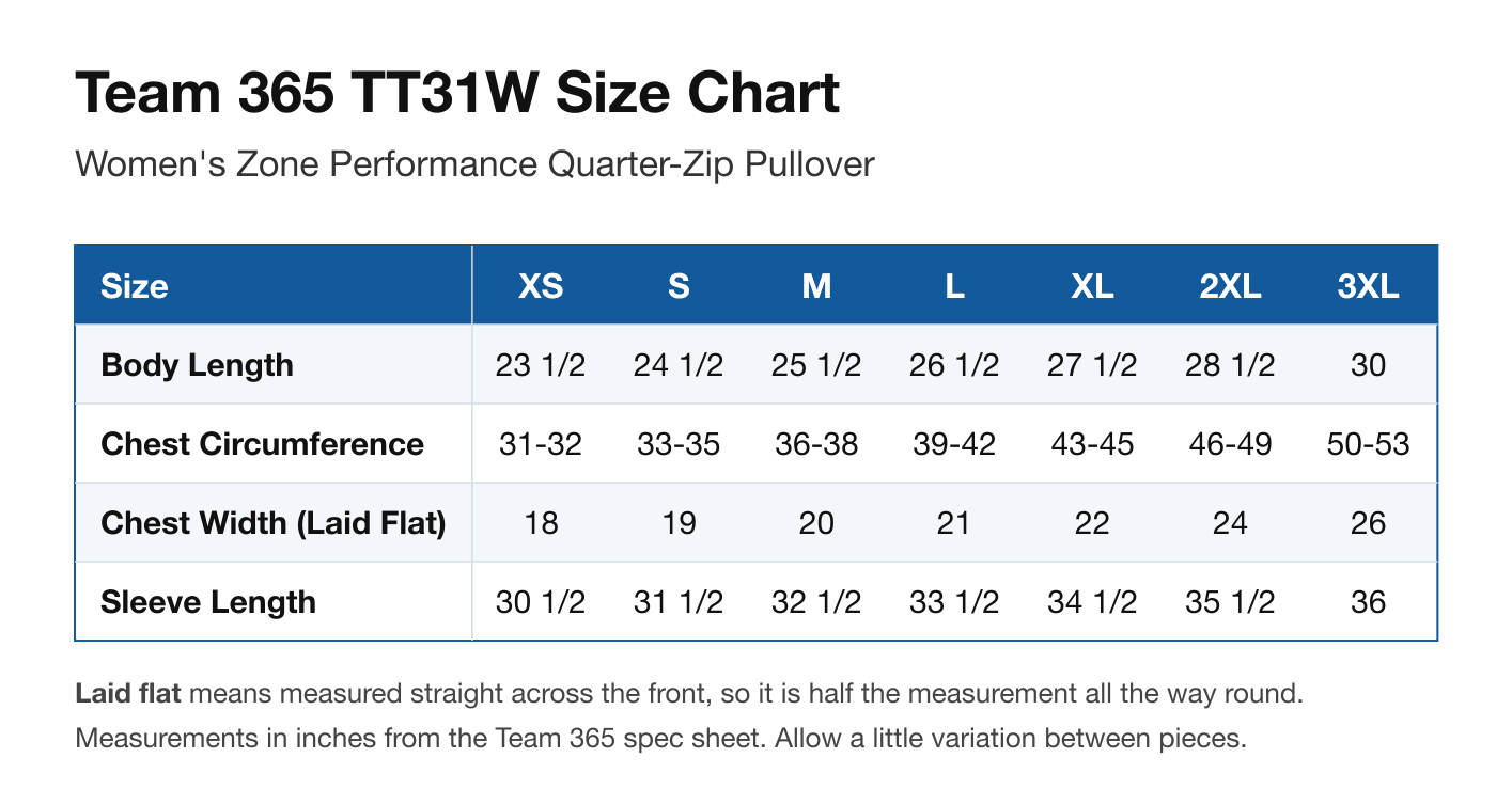 Size chart