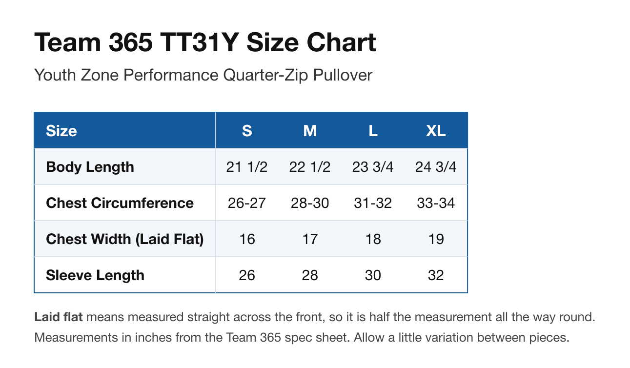 Size chart