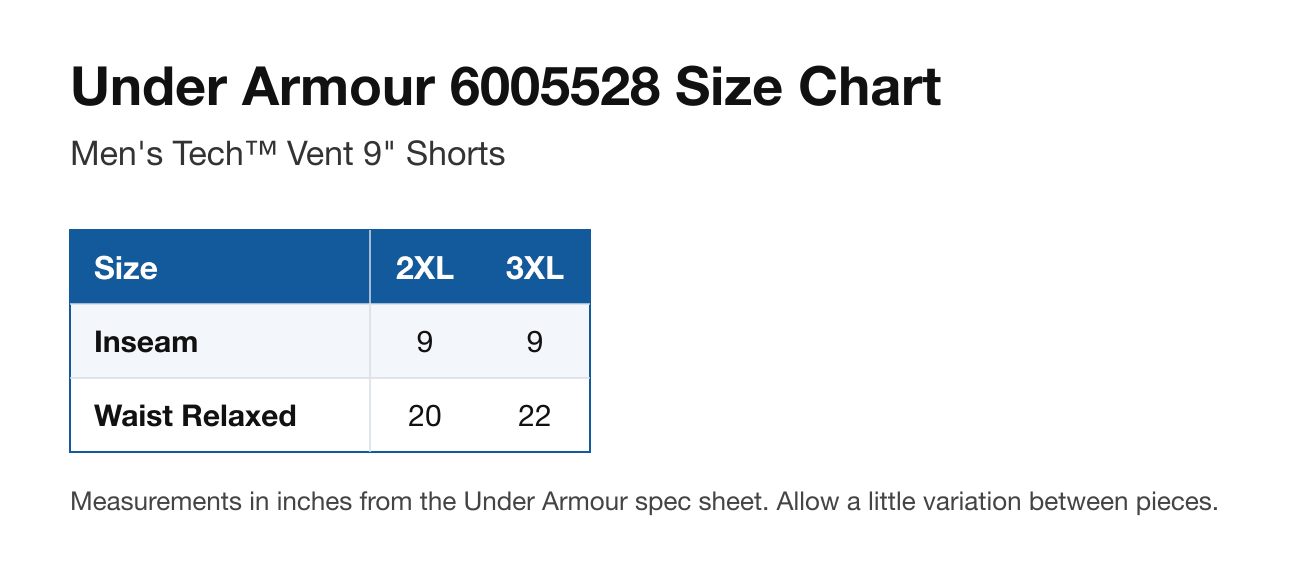 Size chart
