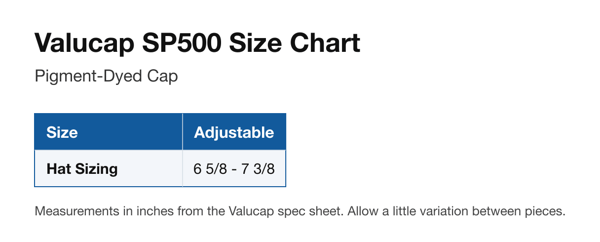 Size chart