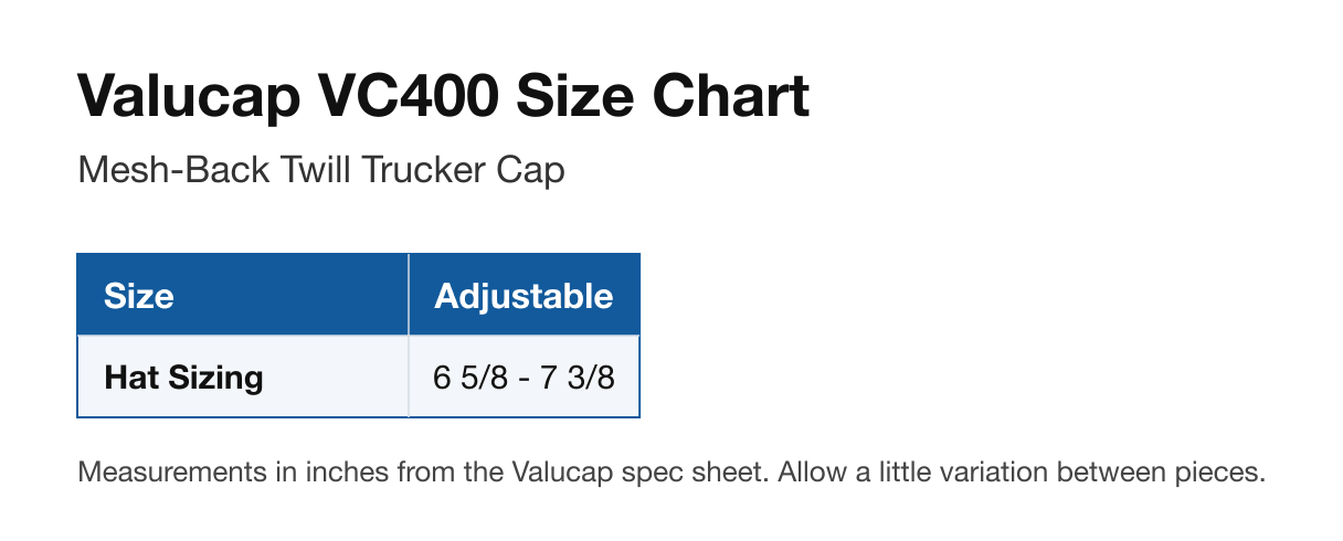 Size chart