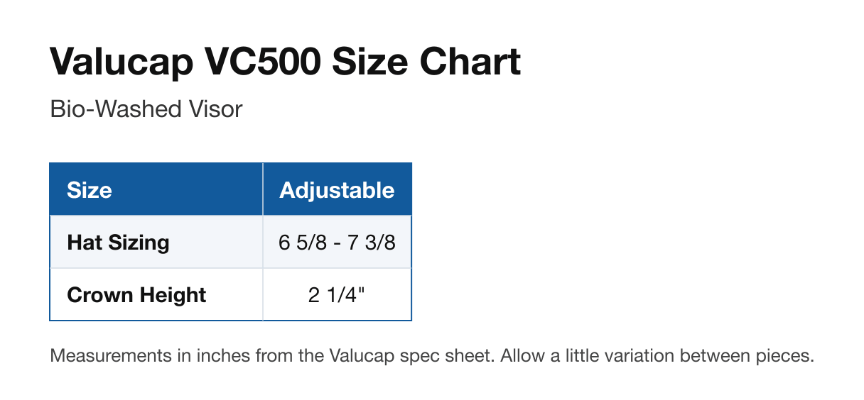 Size chart