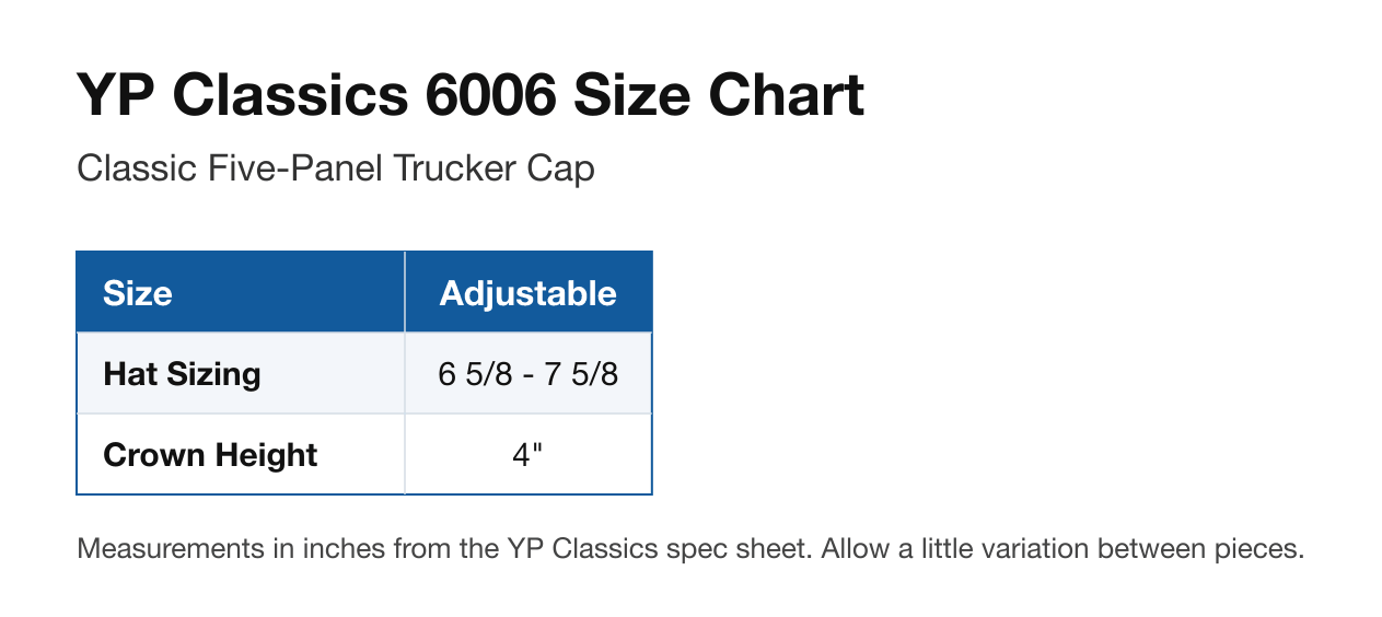 Size chart