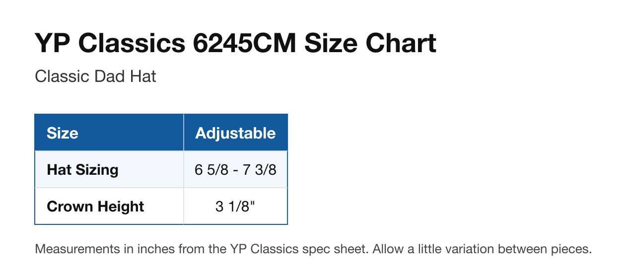 Size chart