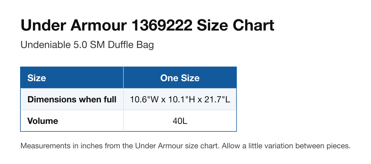 Size chart